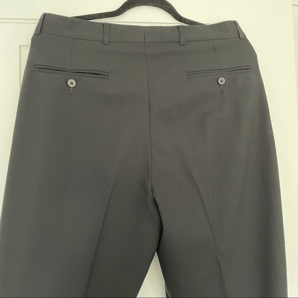 Oscar De Le Renta Men Luxury Black 100% Wool Dress Pants Trousers Slacks - Picture 3 of 17